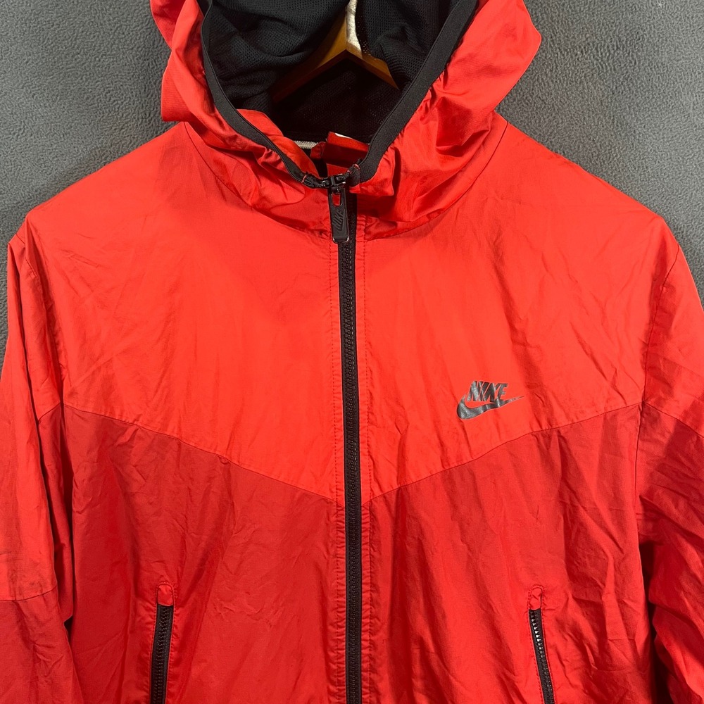 Nike Windrunner Hooded Jacket Mens Small Red Full Zip Mesh Lined Windbreaker